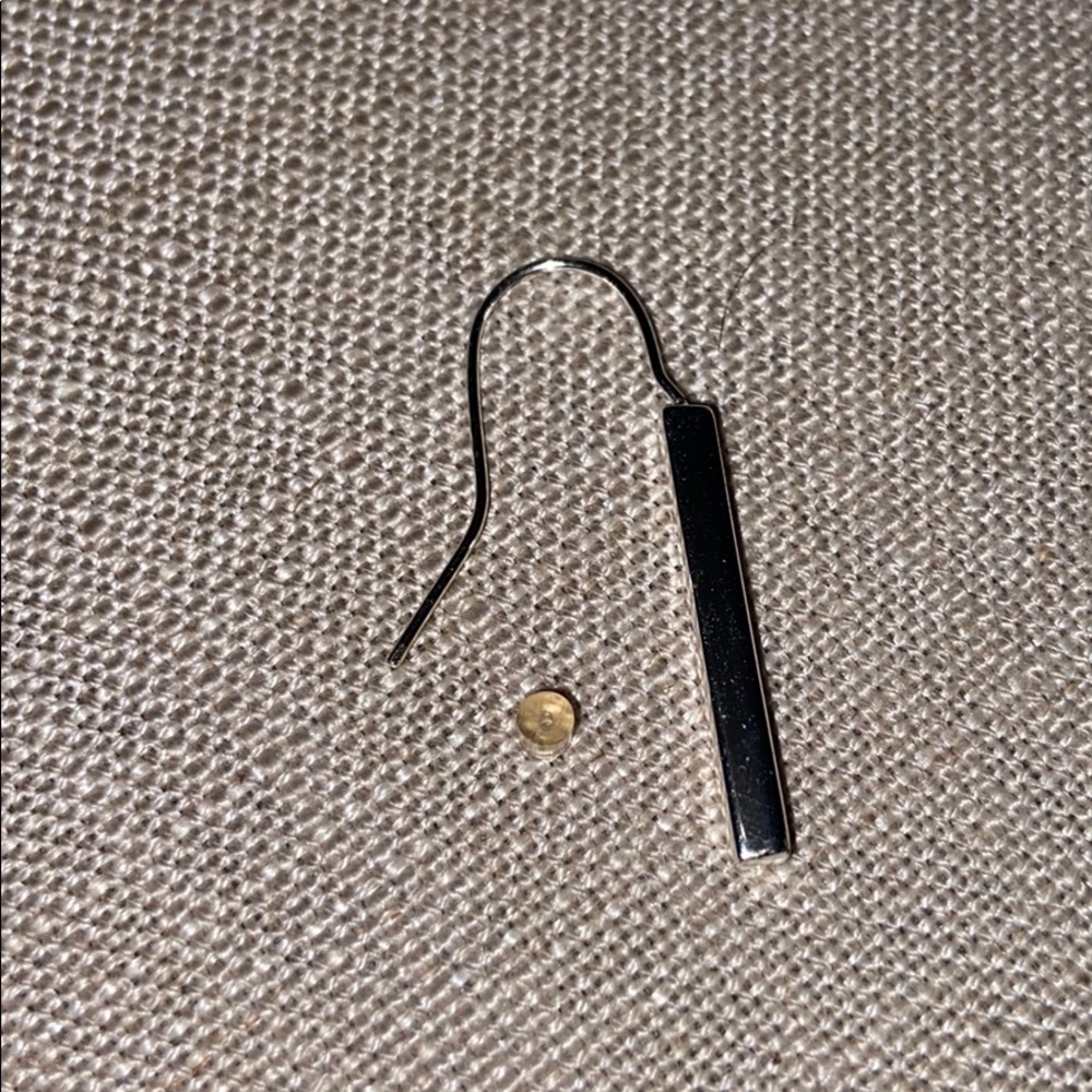 Silver Rectangular Dangle Earrings - Picture 3 of 3